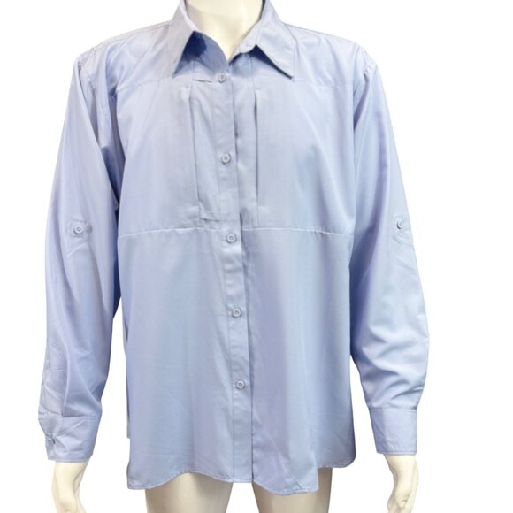 World Wide Sportsman Mens XXL Long Sleeve Fishing Shirt Light Blue UPF 30 - Picture 1 of 11